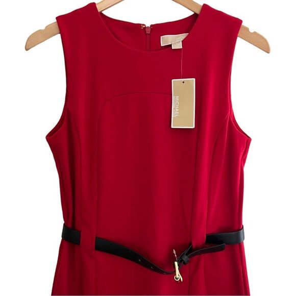 Michael Kors Sleeveless Belt-
Waist Red Sheath Dress Sz 6 NWT🏷 - Picture 2 of 15